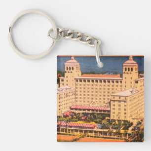 Palm Beach, Florida - Vintage Skyline Photo Key Ring