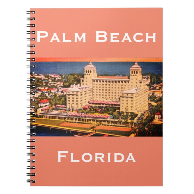 Palm Beach, Florida - Vintage Skyline Photo Notebook (Front)
