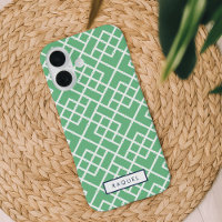 Palm Beach Green Geometric Bamboo Pattern