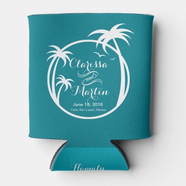 Palm Beach Logo | CHOOSE YOUR BACKGROUND COLOR Can Cooler (Front)