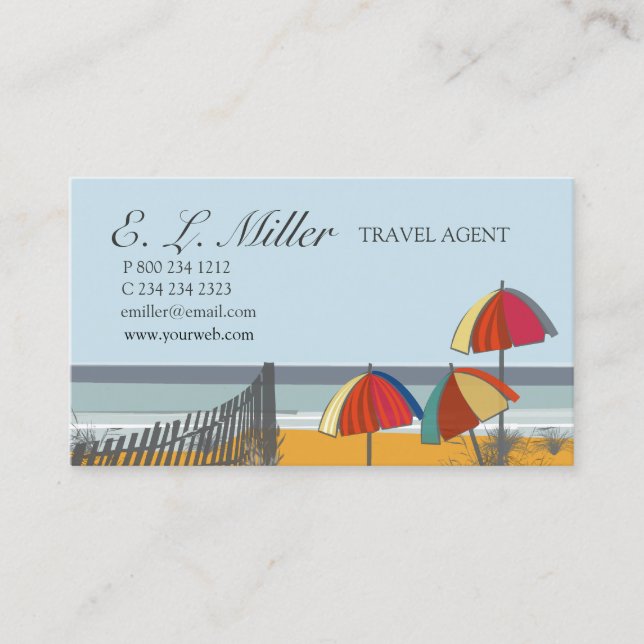 Palm Beach Ocean  Nautical Travel Agent Business Card (Front)