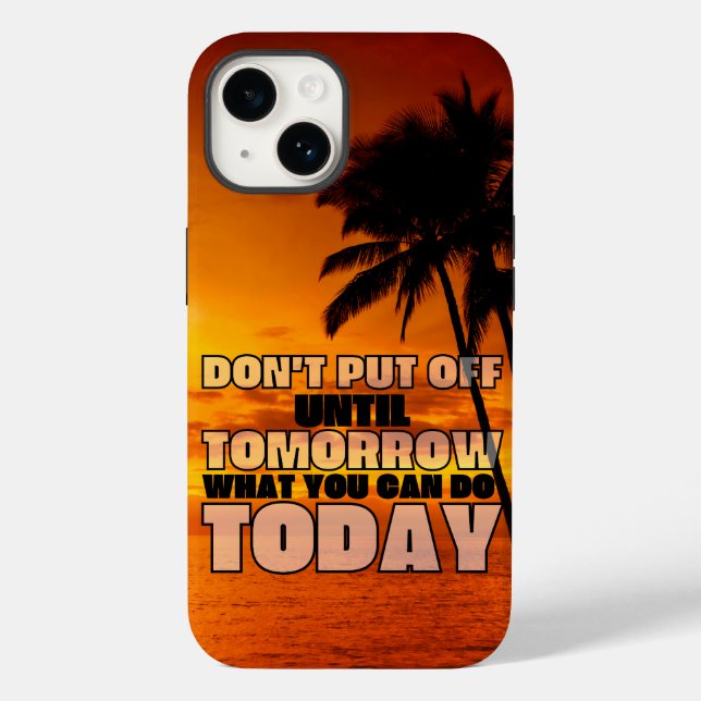 Palm beach ocean sunset | motivational phrase  Case-Mate iPhone case (Back)