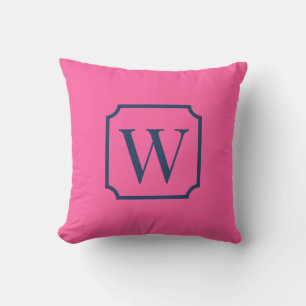 Palm Beach Pink Monogram Dorm Room Pillow