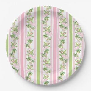 Palm Beach Pink Pool Loungers Paper Plate