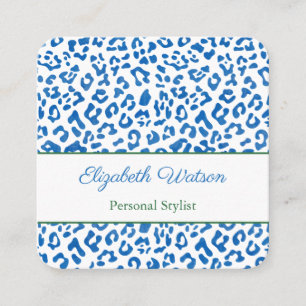 Palm Beach Preppy Blue Green Animal Print Stylist Square Business Card