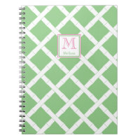 Palm Beach Preppy Green And Pink Bamboo Trellis