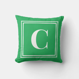 Palm Beach Preppy Green Monogram Throw Pillow