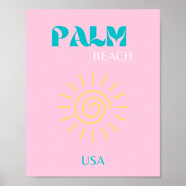 Palm Beach, Preppy, Preppy Art, Pink Poster (Front)