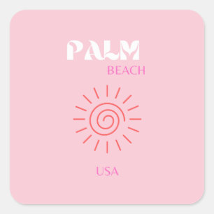 Palm Beach, Preppy, Preppy Room, Pink Square Sticker