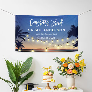 Palm Beach String Lights Congrats Graduation Party Banner