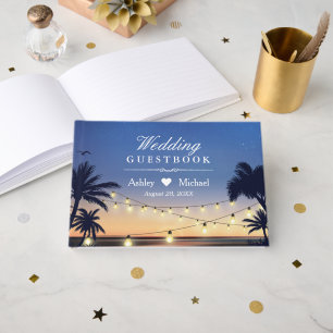 Palm Beach String Lights Destination Wedding Guest Book