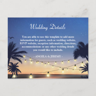 Palm Beach String Lights Wedding Details Enclosure Invitation Postcard