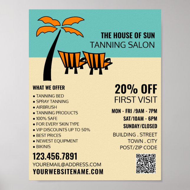 Palm Beach, Tanning Salon Advertising Poster (Front)