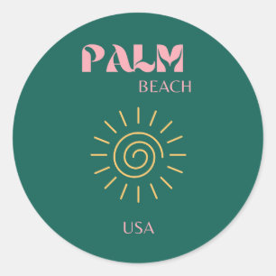 Palm Beach, Travel Art Classic Round Sticker