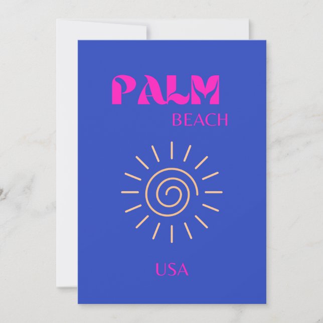 Palm Beach, Travel Art, Florida, Blue Thank You Card (Front)