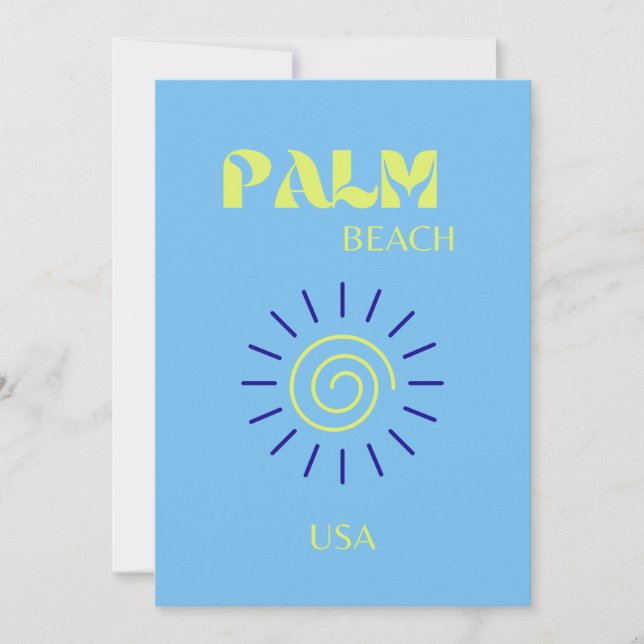 Palm Beach, Travel Art, Florida, Preppy, Blue Holiday Card (Front)