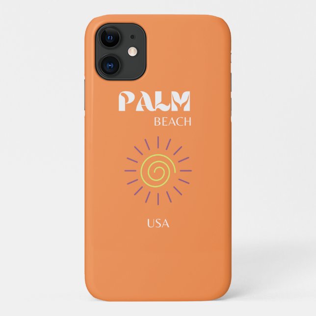 Palm Beach, Travel Art, Preppy, Orange Case-Mate iPhone Case (Back)
