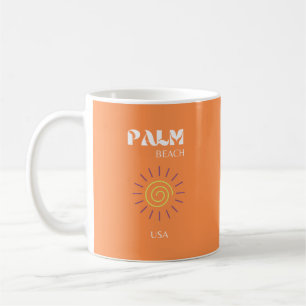 Palm Beach, Travel Art, Preppy, Orange Coffee Mug