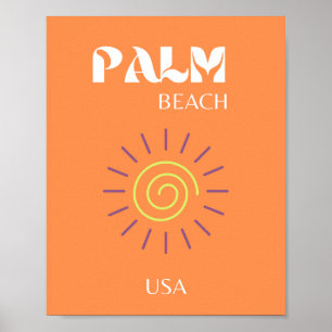 Palm Beach, Travel Art, Preppy, Orange Poster