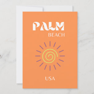 Palm Beach, Travel Art, Preppy, Orange Thank You Card