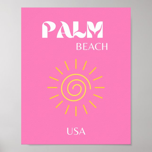 Palm Beach, Travel Art, Preppy, Pink Poster (Front)