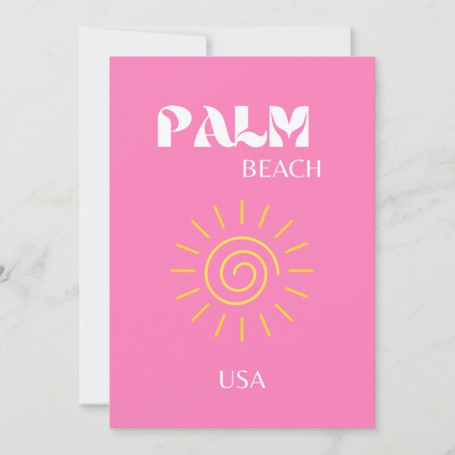 Palm Beach, Travel Art, Preppy, Pink Thank You Card (Front)