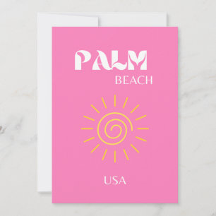 Palm Beach, Travel Art, Preppy, Pink Thank You Card