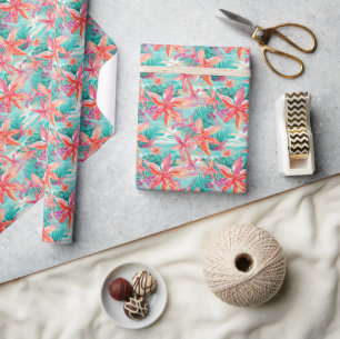 Palm Beach Tropical Beach Flowers Wrapping Paper