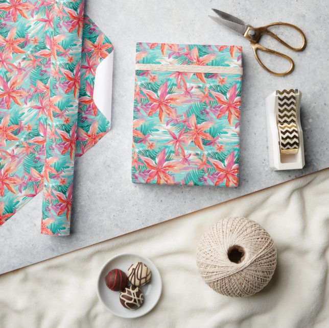 Palm Beach Tropical Beach Flowers Wrapping Paper (Crafts)