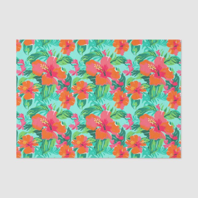 Palm Beach Tropical Island Flowers Tissue Paper (Front)