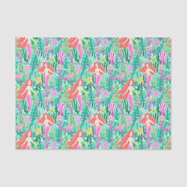 Palm Beach Tropical Island Mermaids Tissue Paper (Front)