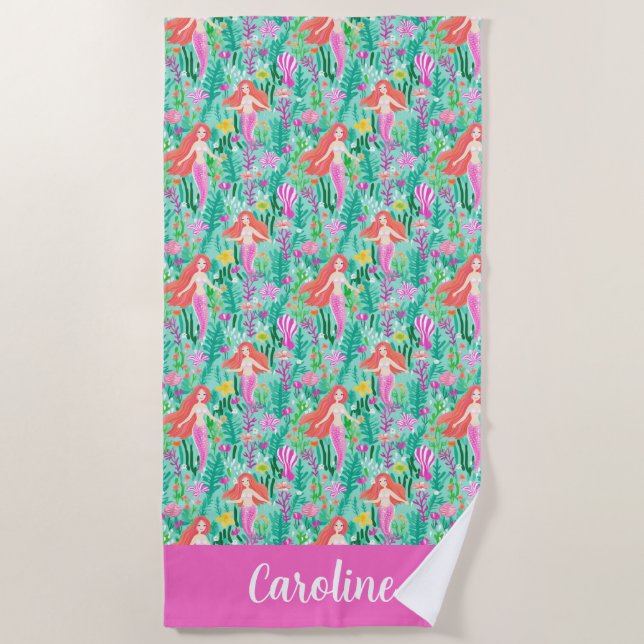 Palm Beach Tropical Island Mermaids Towel (Front)