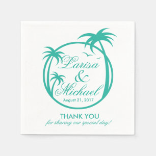 Palm Beach Tropical Logo   aqua white Napkin