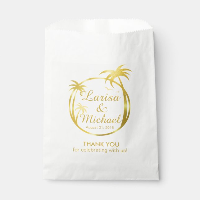 Palm Beach Tropical Logo | faux gold foil Favour Bags (Front)