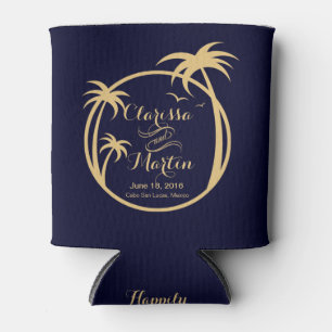 Palm Beach Tropical Logo   navy sand Can Cooler