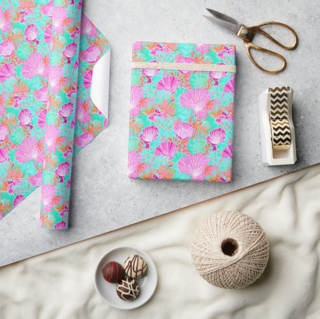 Palm Beach Tropical Ocean Seashells Wrapping Paper (Crafts)