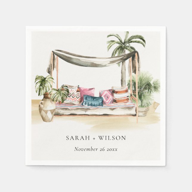 Palm Beach Tropical Palm Beach Cabana Wedding Napkin (Front)