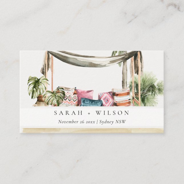 Palm Beach Tropical Palm Beach Cabana Wedding Place Card (Front)