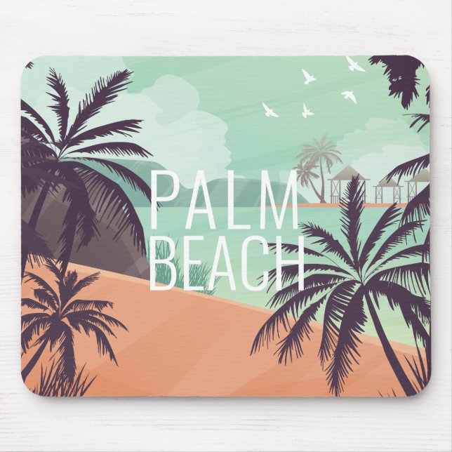 Palm Beach Vacation Scene in Soft Colours Mouse Mat (Front)