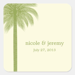 Palm Beach Wedding Favour Sticker - Green