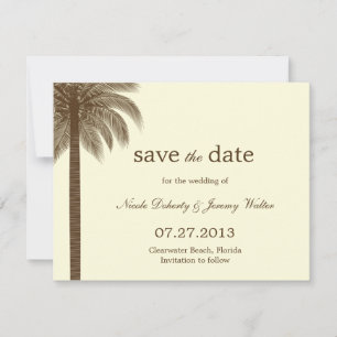 Palm Beach Wedding Save The Date Cards - Brown