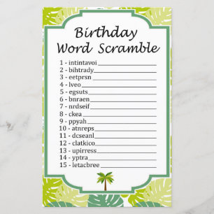 Palm Birthday Word Scramble Game