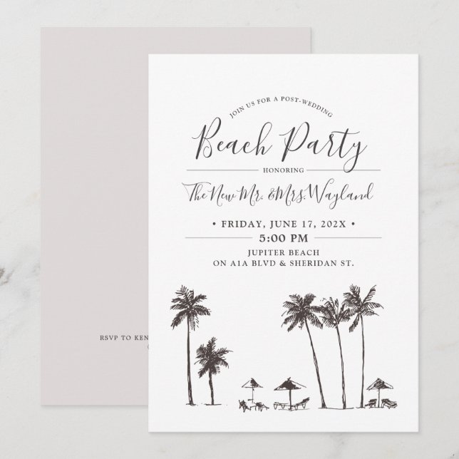 Palm Breeze | Post Wedding Beach Party Invitation (Front/Back)