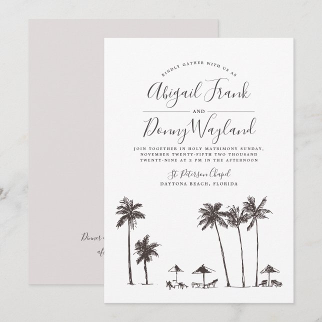 Palm Breeze | Wedding Celebration Invitation (Front/Back)
