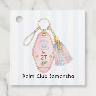Palm Club Custom Year Retro Motel Key Bachelorette Favour Tags