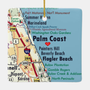 Palm Coast FL Map Ceramic Ornament