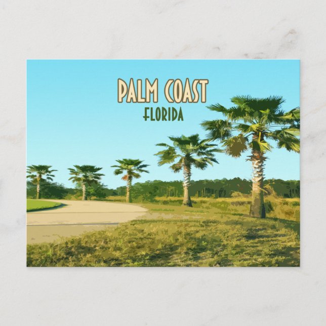Palm Coast Florida Palm Trees Vintage Postcard (Front)