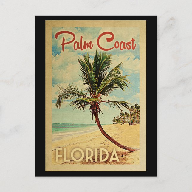 Palm Coast Palm Tree Vintage Travel Postcard (Front)