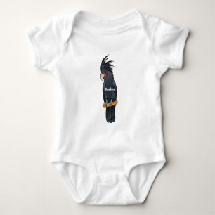 Palm cockatoo bird cartoon illustration baby bodysuit