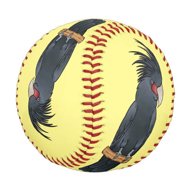 Palm cockatoo bird cartoon illustration baseball (Angled)